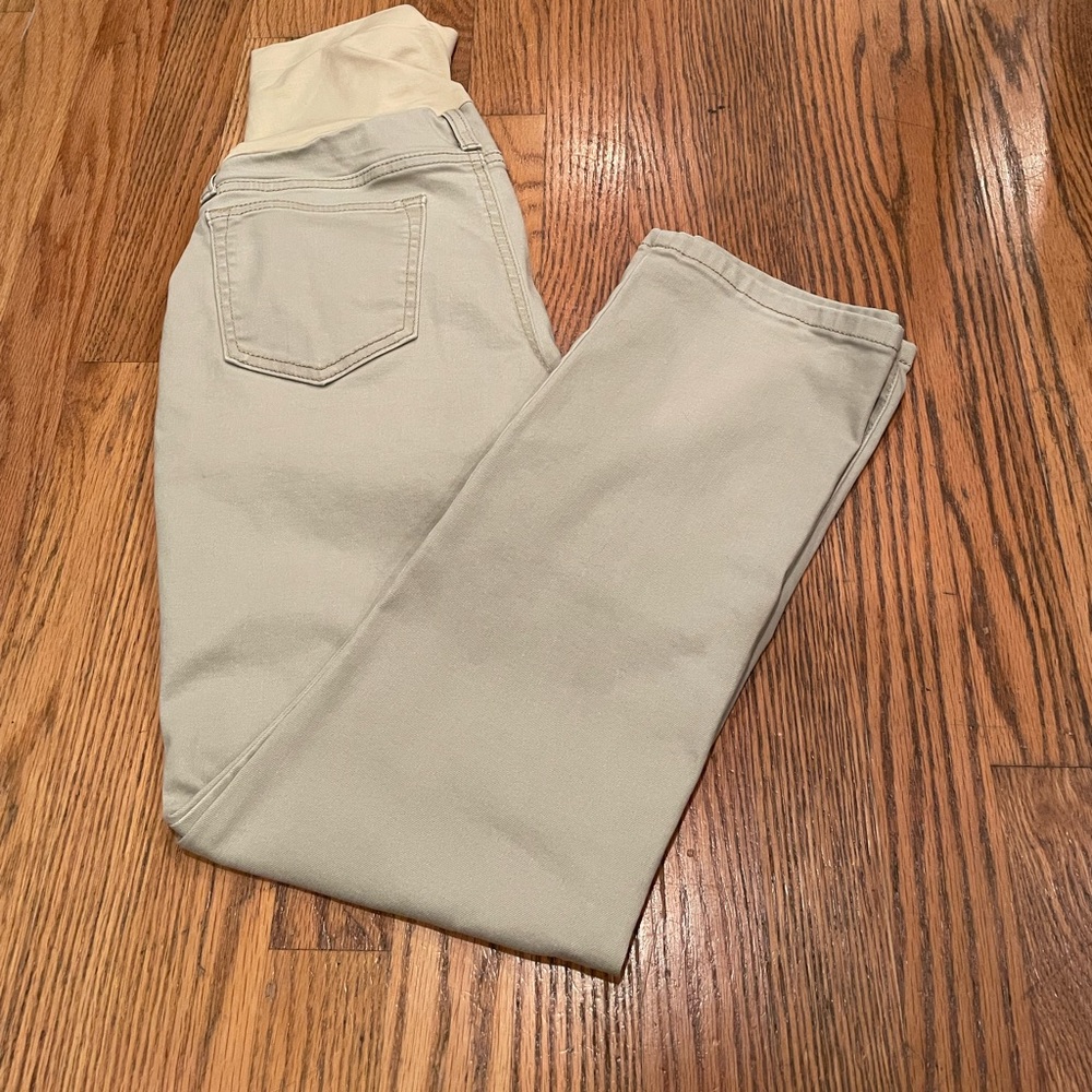 A:GLOW Maternity Khaki Skinny Cropped Pants size 12 Maternity
